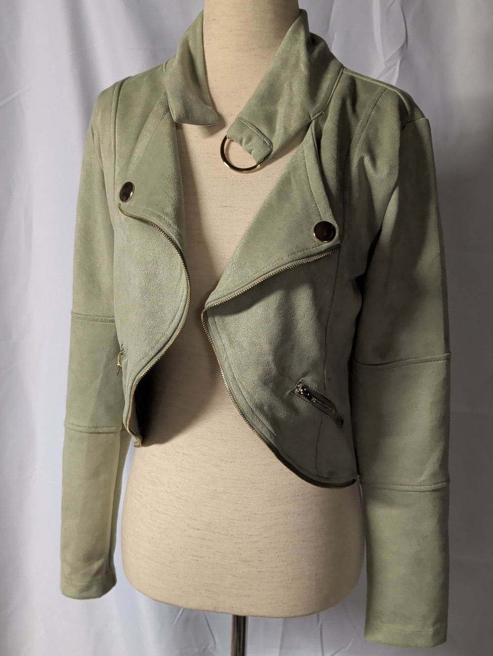 Women's Sage Suede Moto Jacket - Unbranded